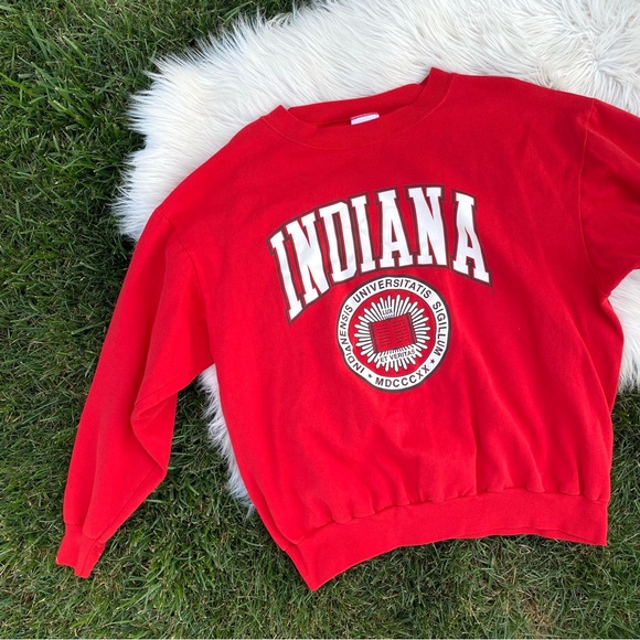 Vintage Indiana collegiate red crewneck sweatshirt USA XL EM - Picture 1 of 6